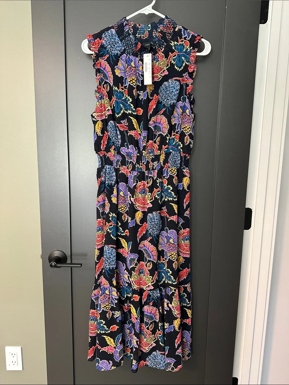 J.Crew Smocked-waist Midi Dress in Paisley